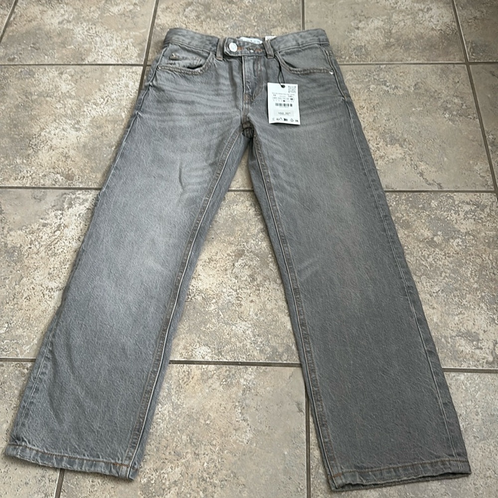 Zara Kids Girls Gray The Straight Denim Jeans NEW Size 10